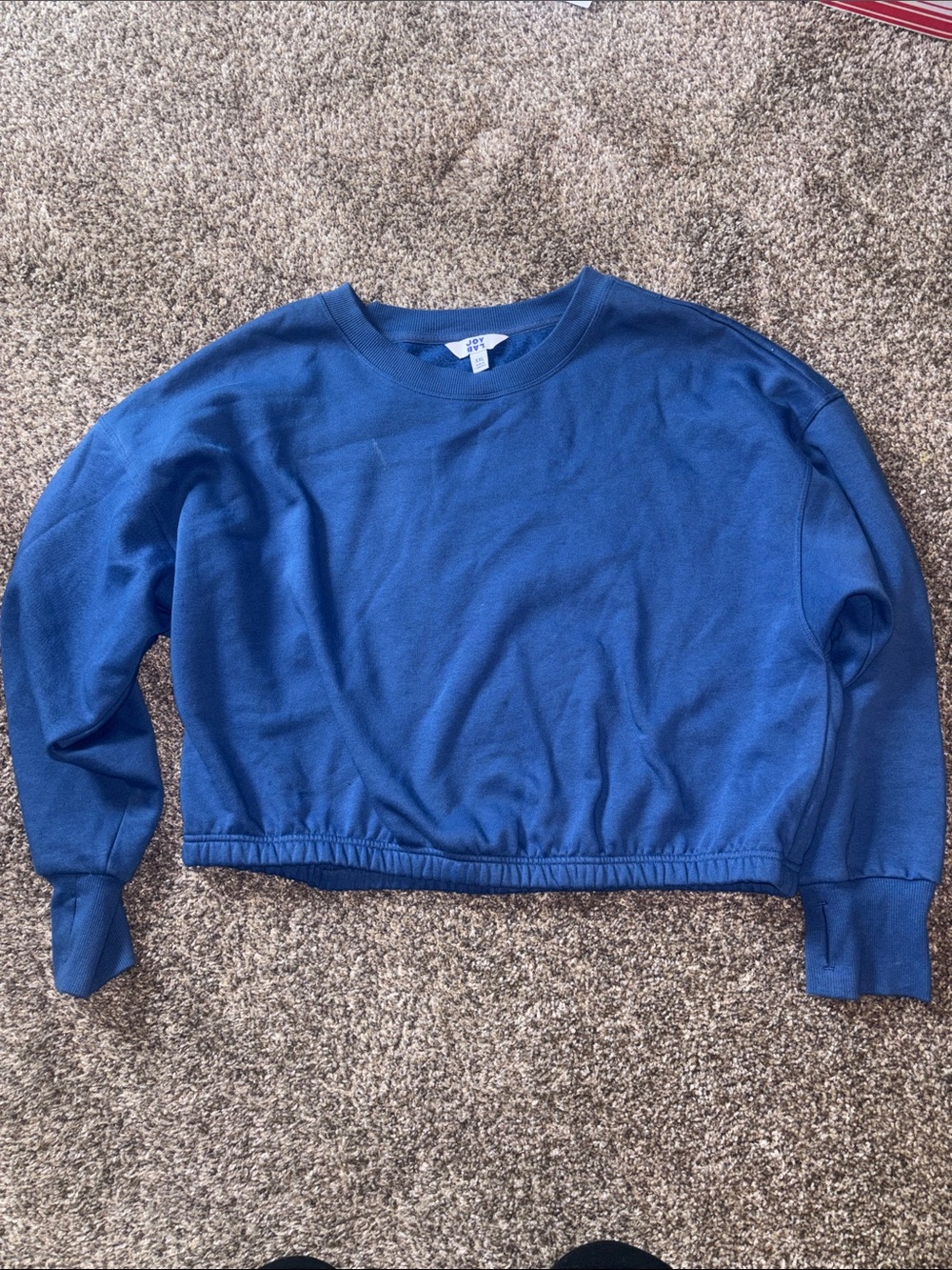 JoyLab Blue Cropped Crewneck Sweatshirt